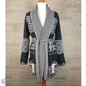 Lovestitch Aztec Print Open Front Sweater Robe